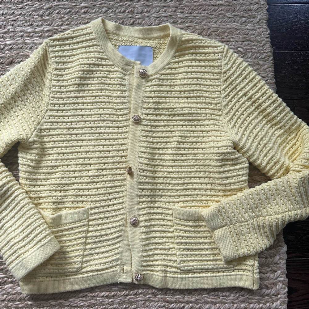 Anthropologie Pastel Yellow Textured Cardigan